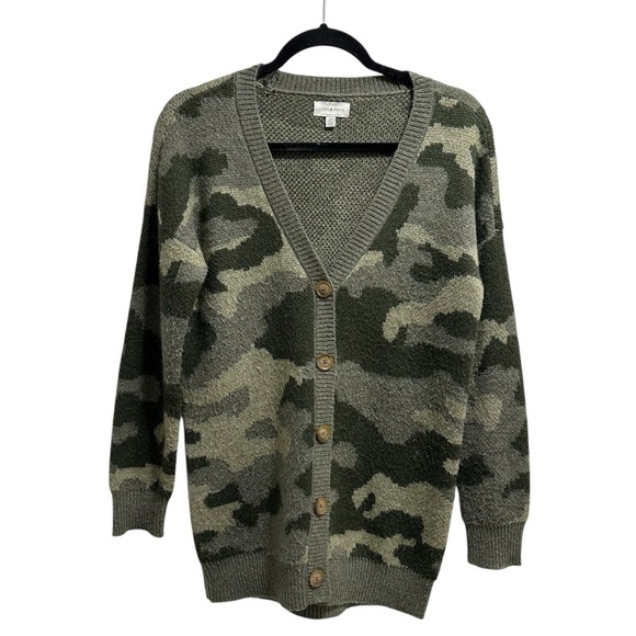 Lucky Brand wool blend camo cardigan sweater Small - Picture 2 of 12